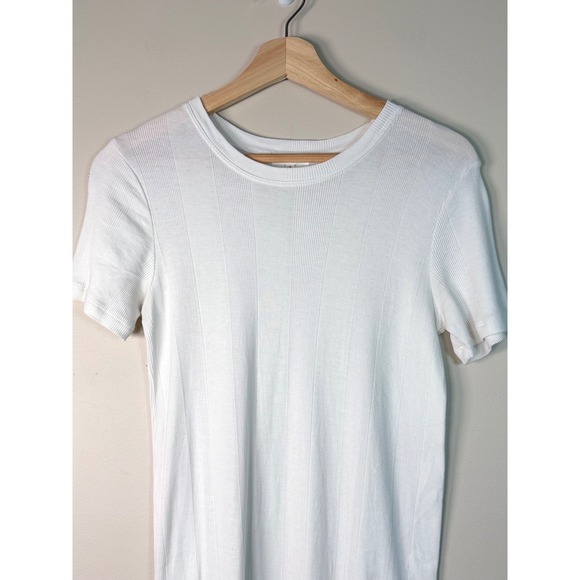 GOLDIE LEWINTER Pima Cotton Ribbed Knit Midi Dress White Short Sleeve Size S - Picture 3 of 8